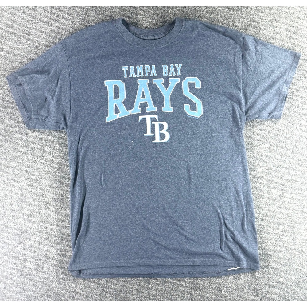 MLB Tampa Bay Rays Mens T-Shirt Large Blue Heather Graphic Short Sleeve Tee